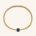 bolletjes armband 3 mm met bruin/blauwe bedel